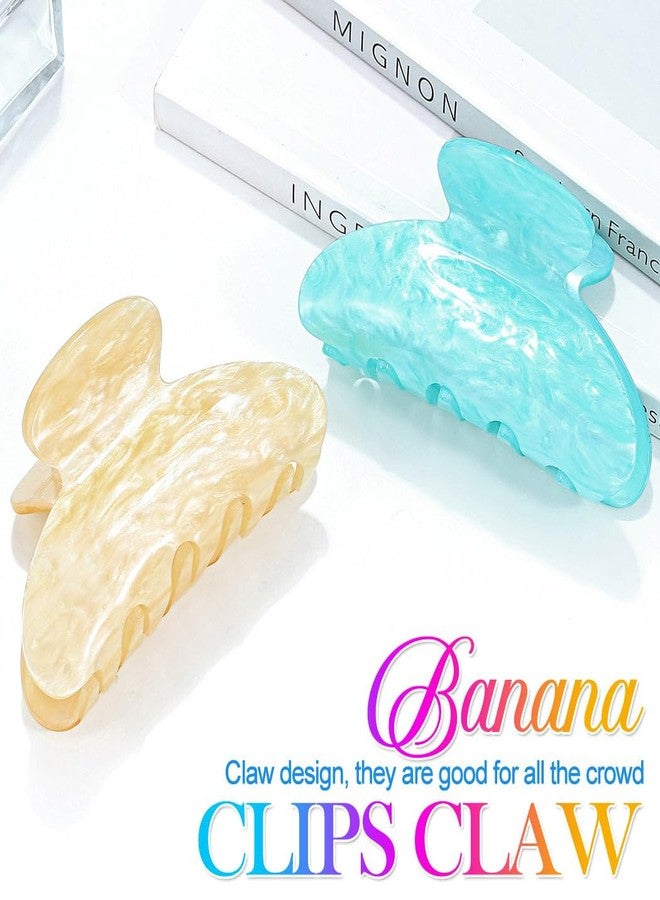 CAKURE Green Hair Clips Cute Medium Claw Clips Hair Accessories for Women (Pack of 2) (e-champagne&dark blue) - Image 2